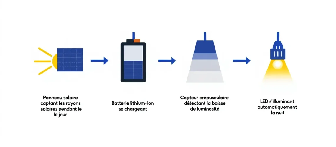 Fonctionnement d'une lampe solaire