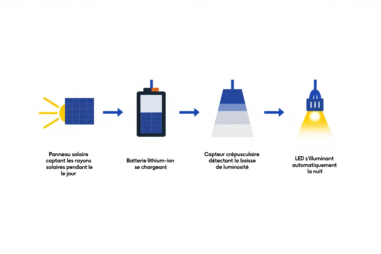 Fonctionnement d'une lampe solaire